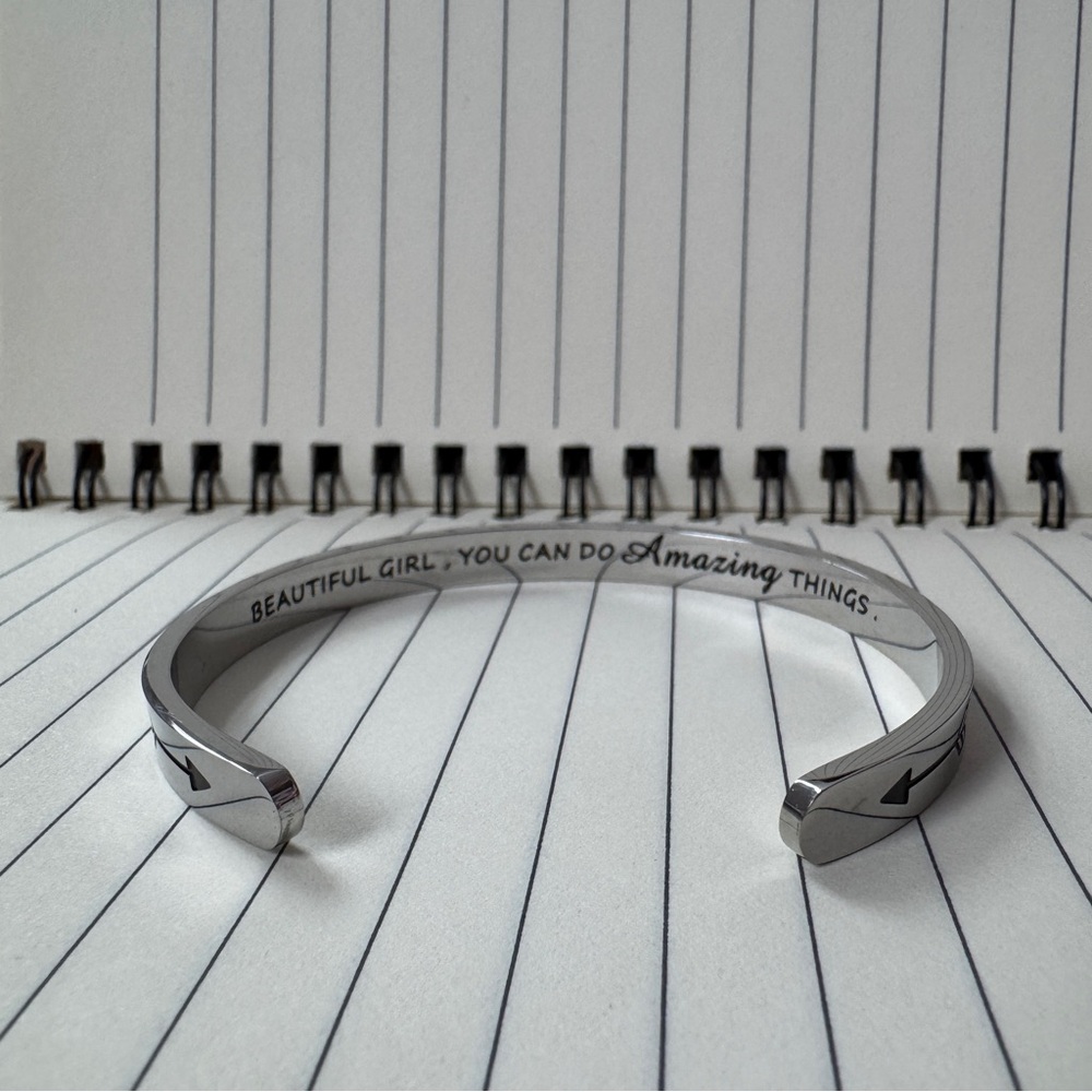 Silver Inspirational Cuff Bracelet - Picture 4 of 5